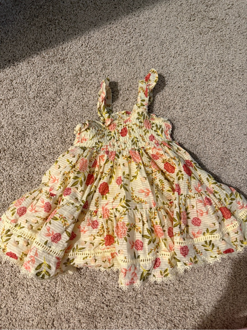 Girls Floral Smocked Sundress - Pink Floral